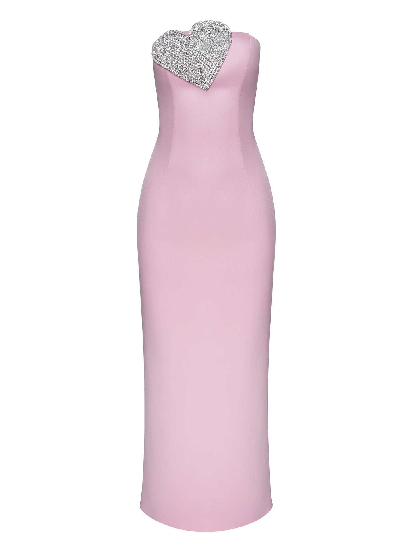 Heart-Embellished Strapless Maxi Dress
