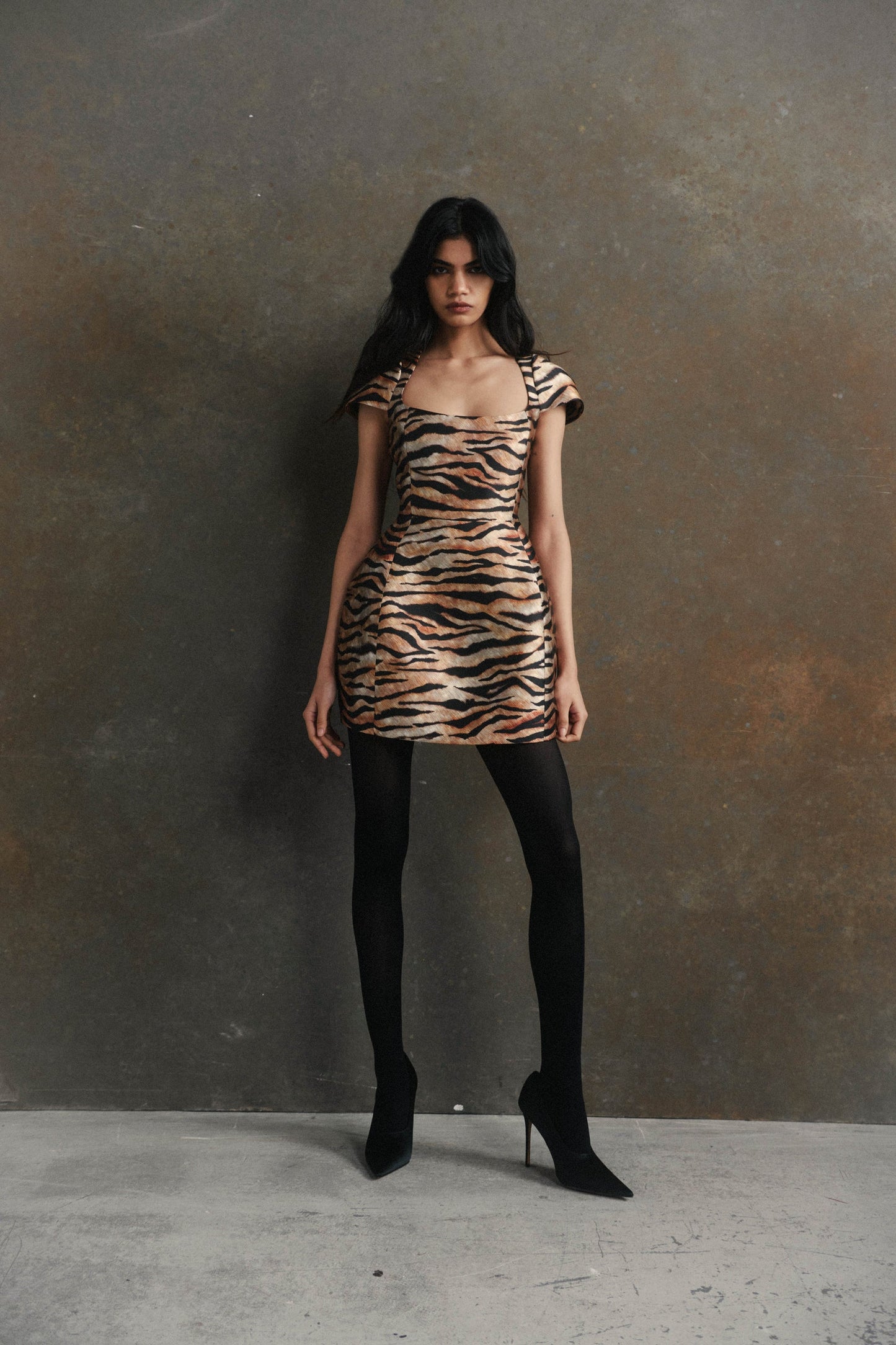 Faun Mini Dress in Salvaje Animal Print Twill