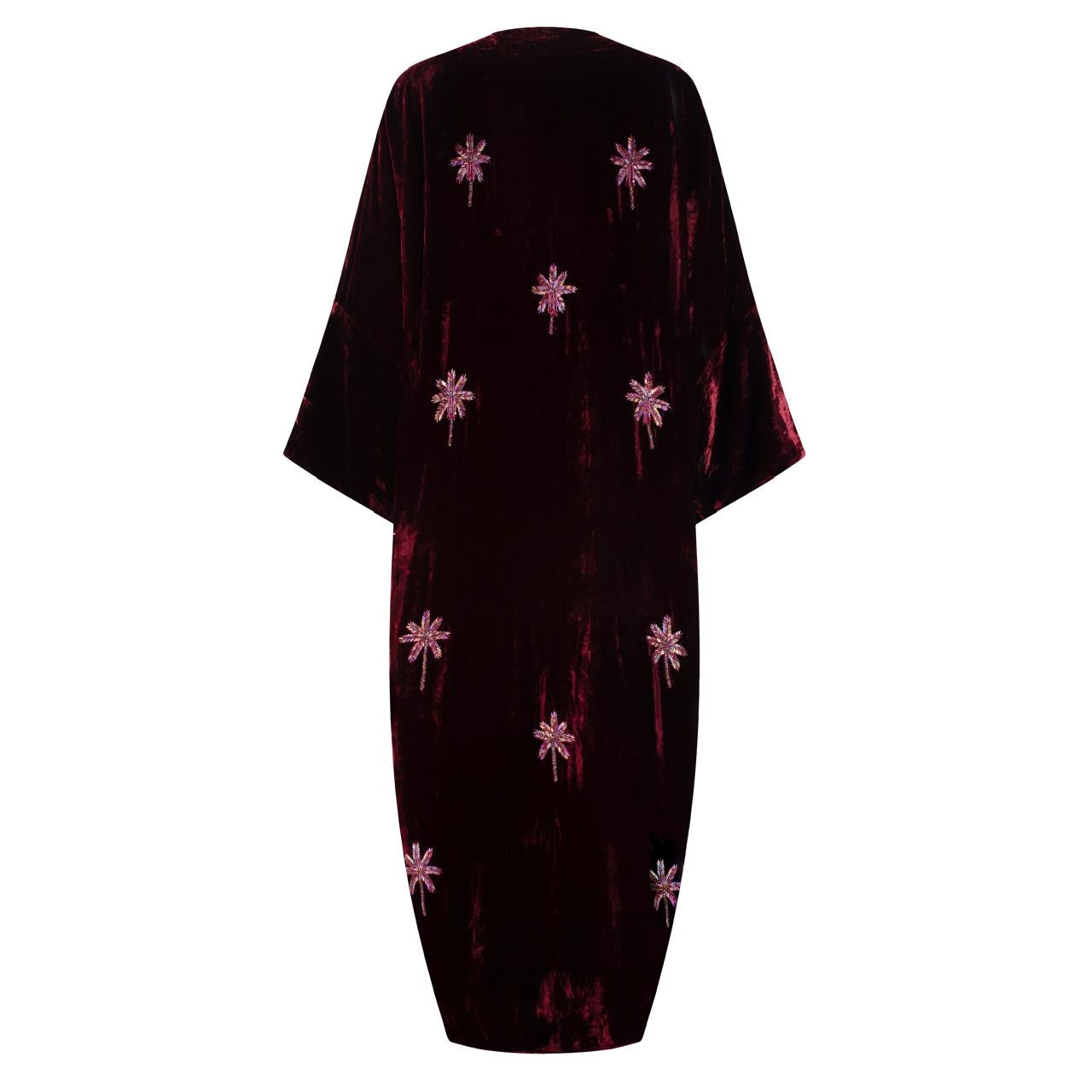 Burgundy Velvet Kimono Kaftan