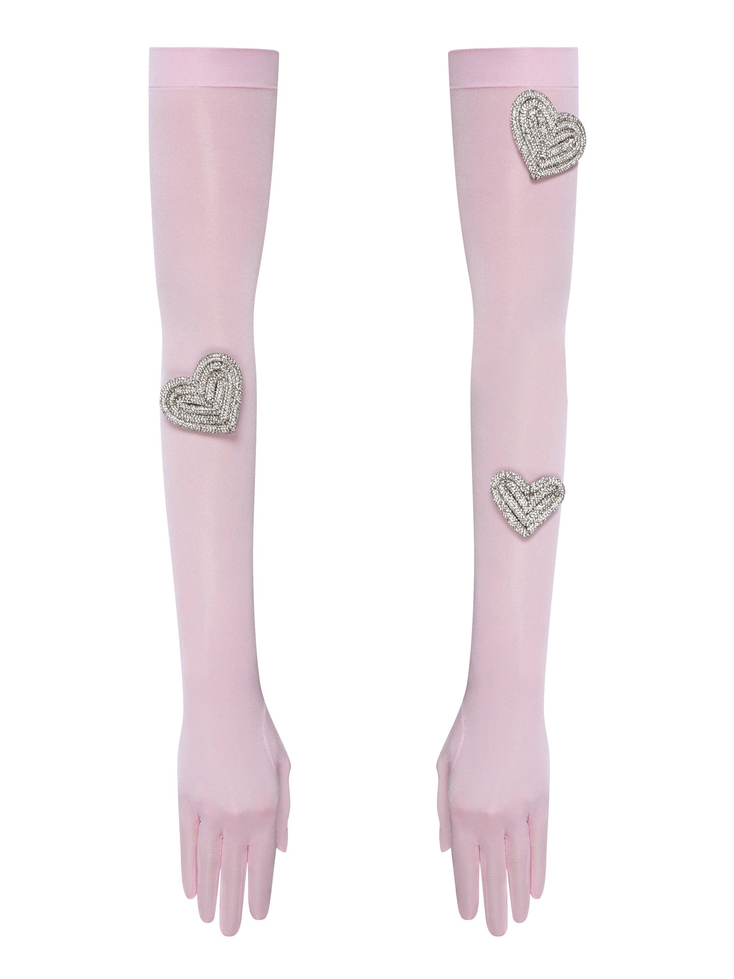 Heart-embellished opera-length gloves