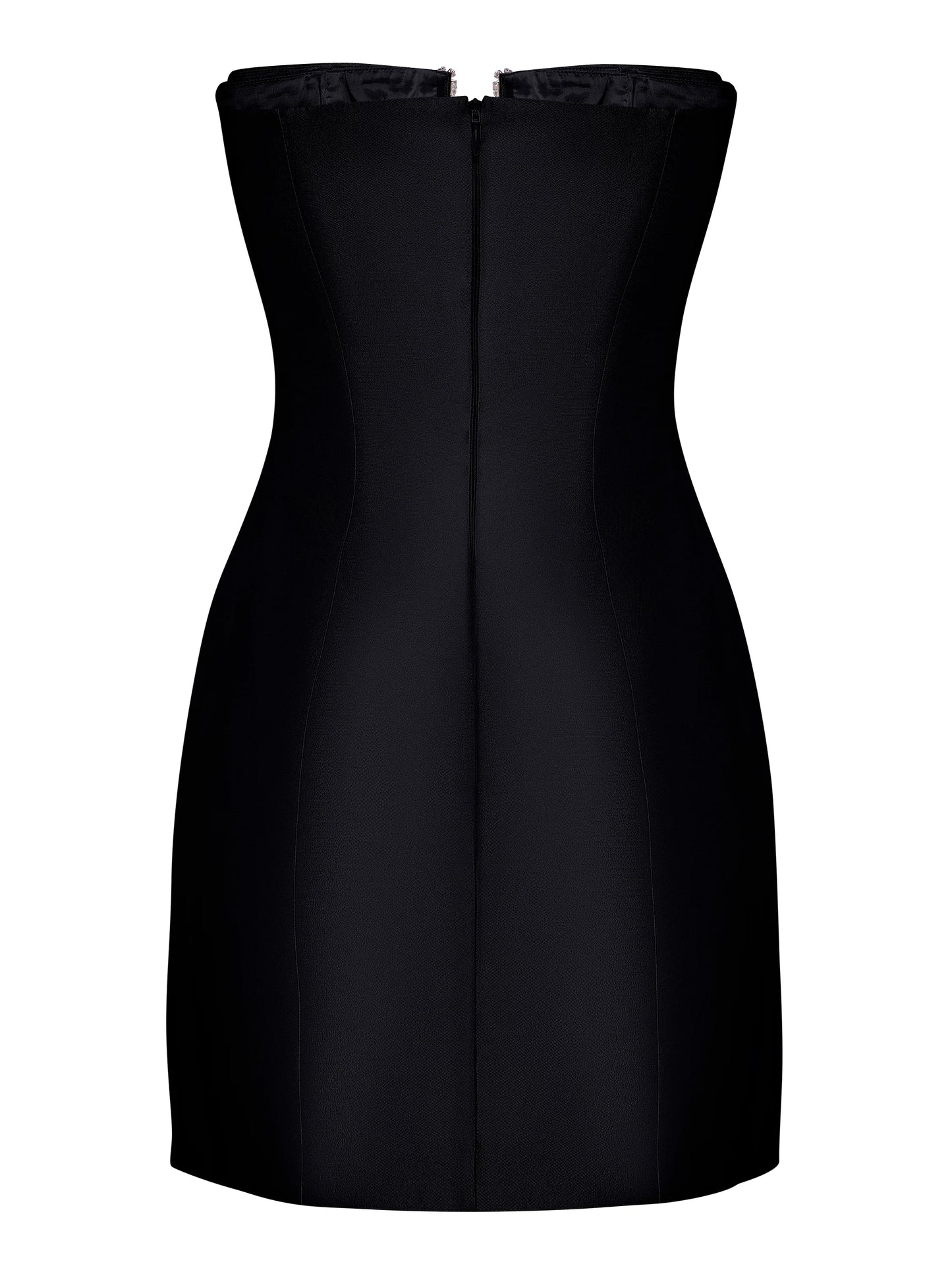 Crystal Plunge Neckline Strapless Mini Dress