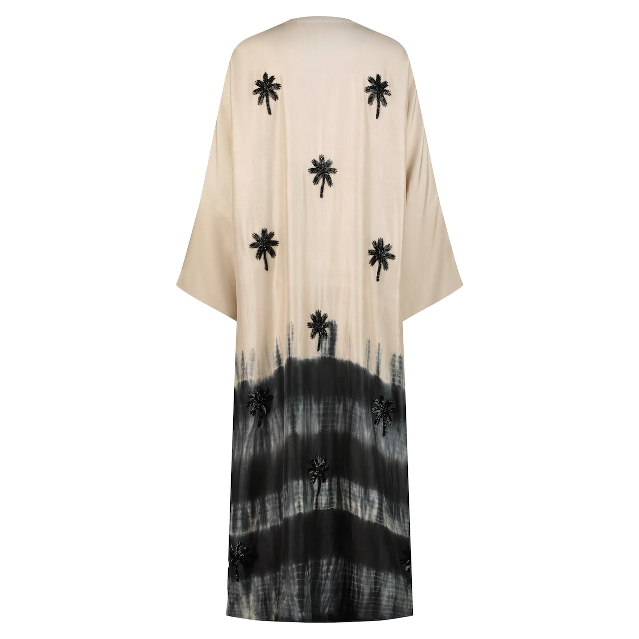 The Haya Ivory and Black Tie-Dye Kaftan