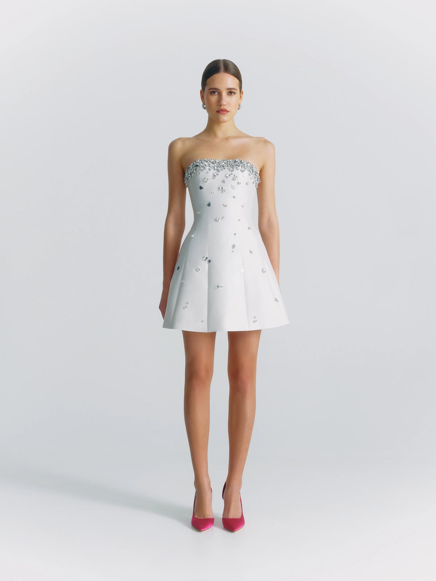 Crystal Embellished Strapless Mini Dress