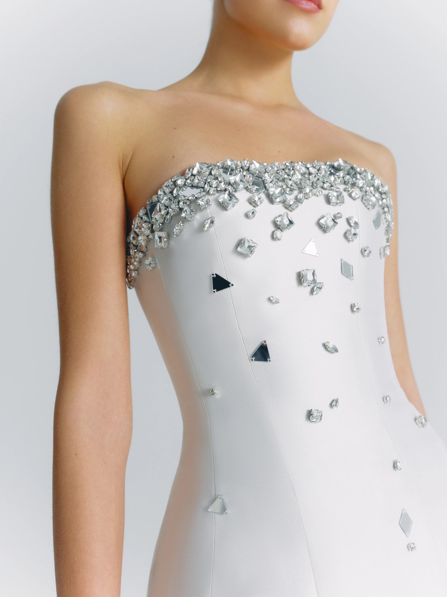 Crystal Embellished Strapless Mini Dress