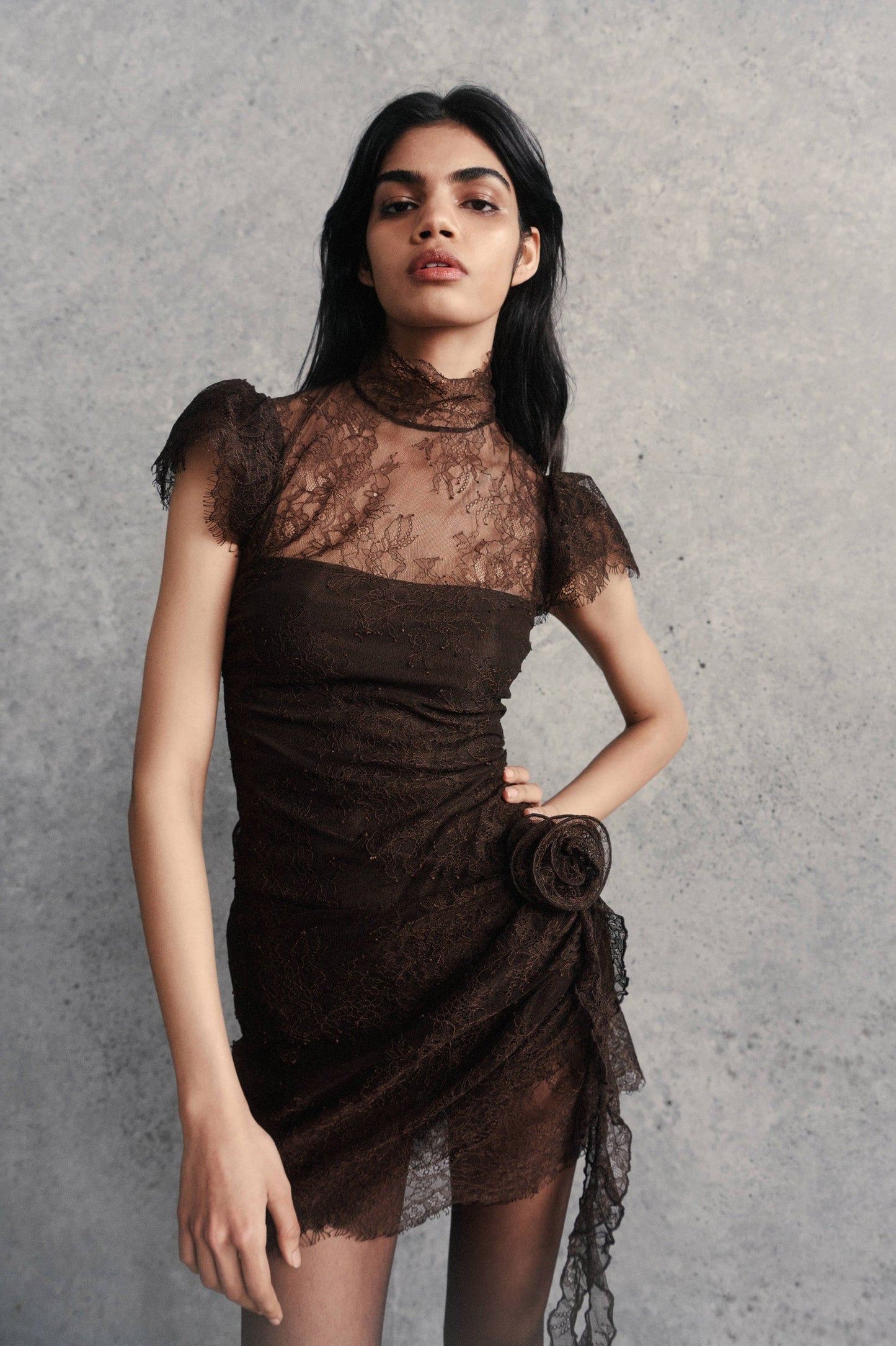 Silentium Mini Dress in Chocolate Brown