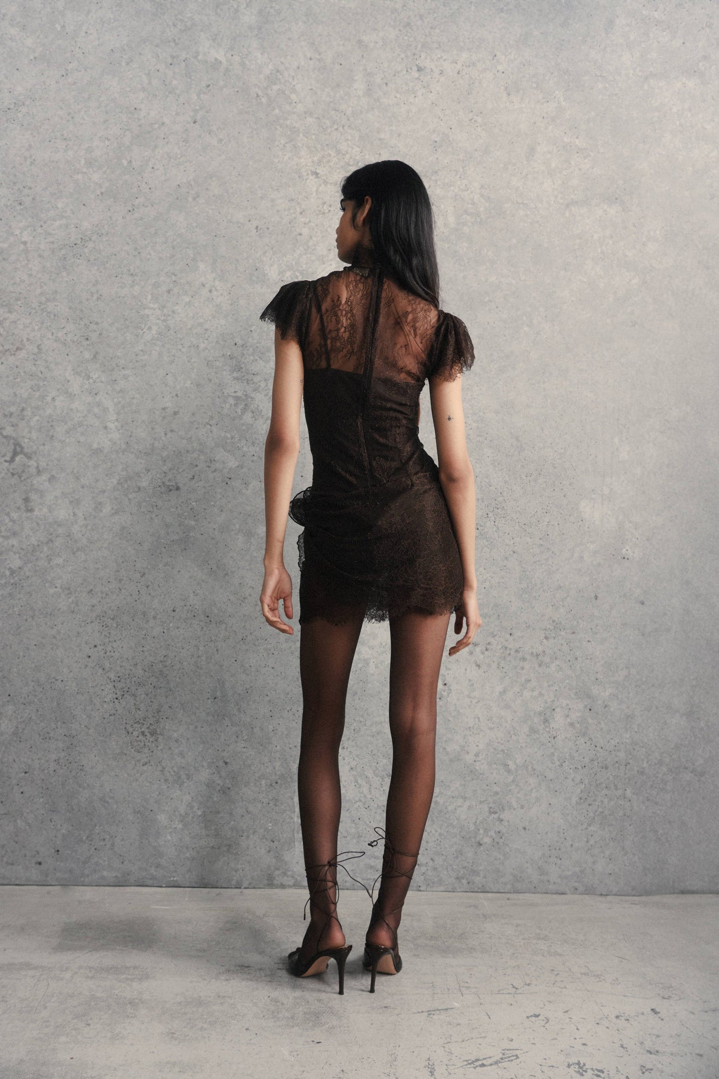 Silentium Mini Dress in Chocolate Brown
