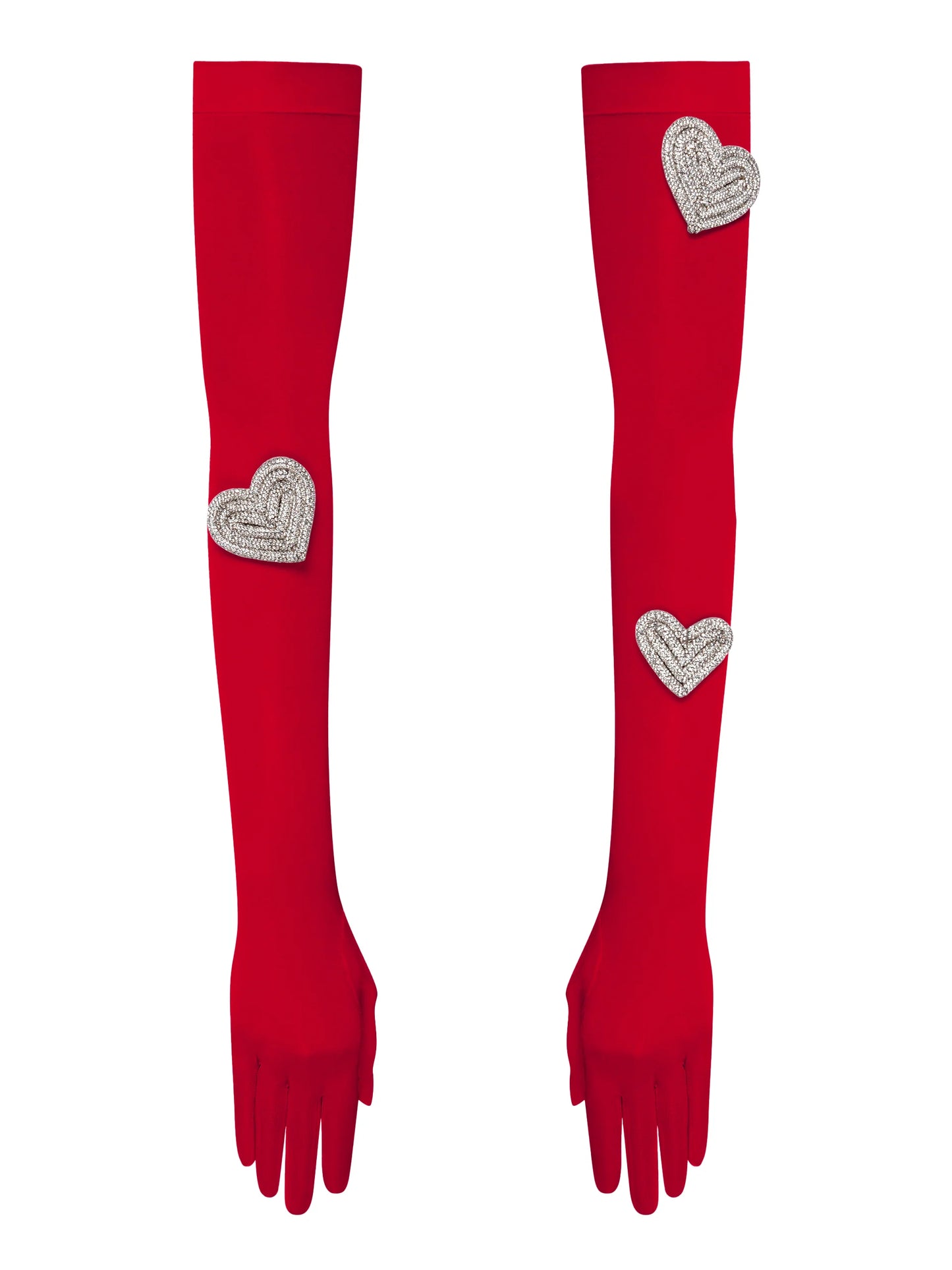 Heart-embellished opera-length gloves