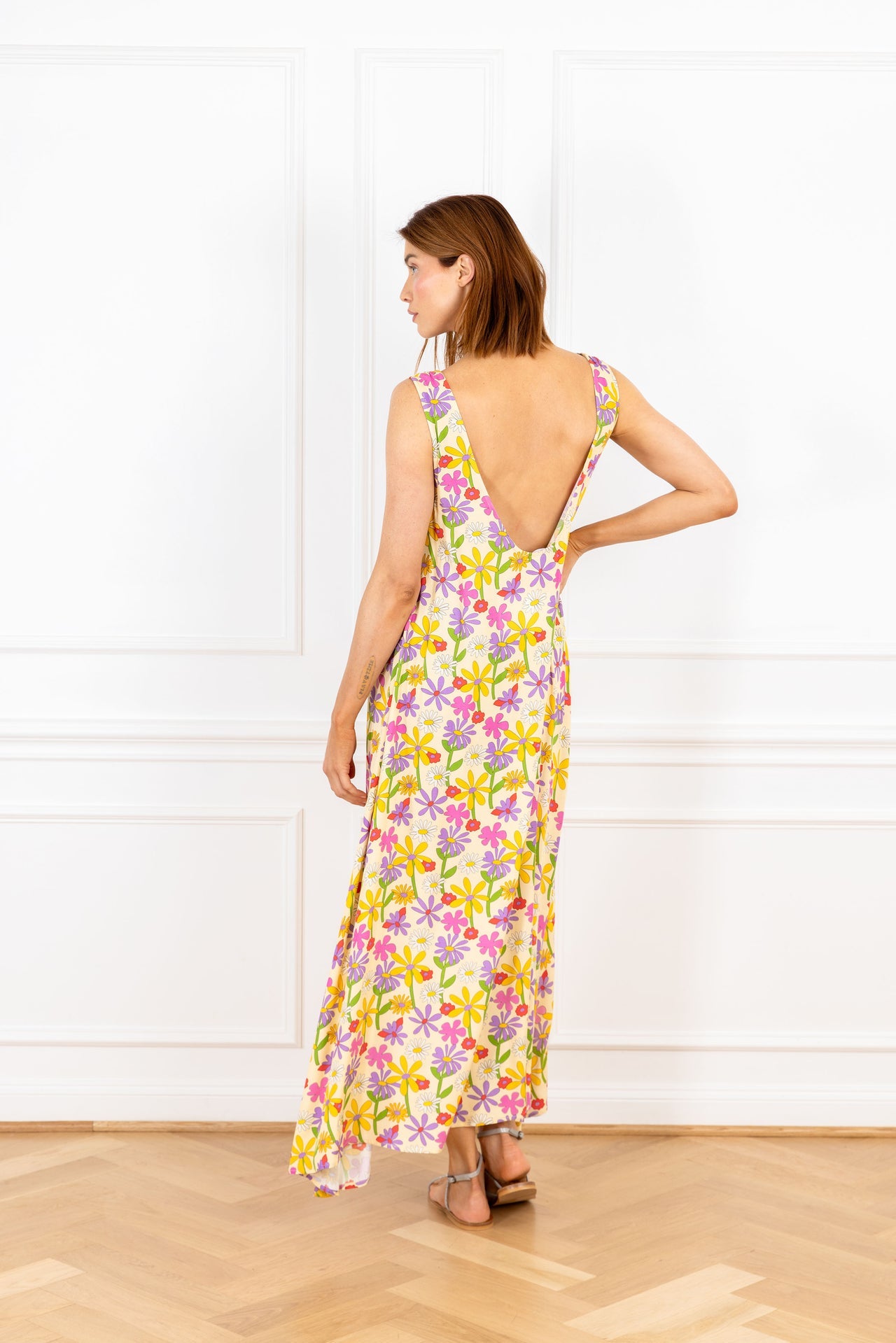 Sunray Abstract Florals Maxi Swing Dress