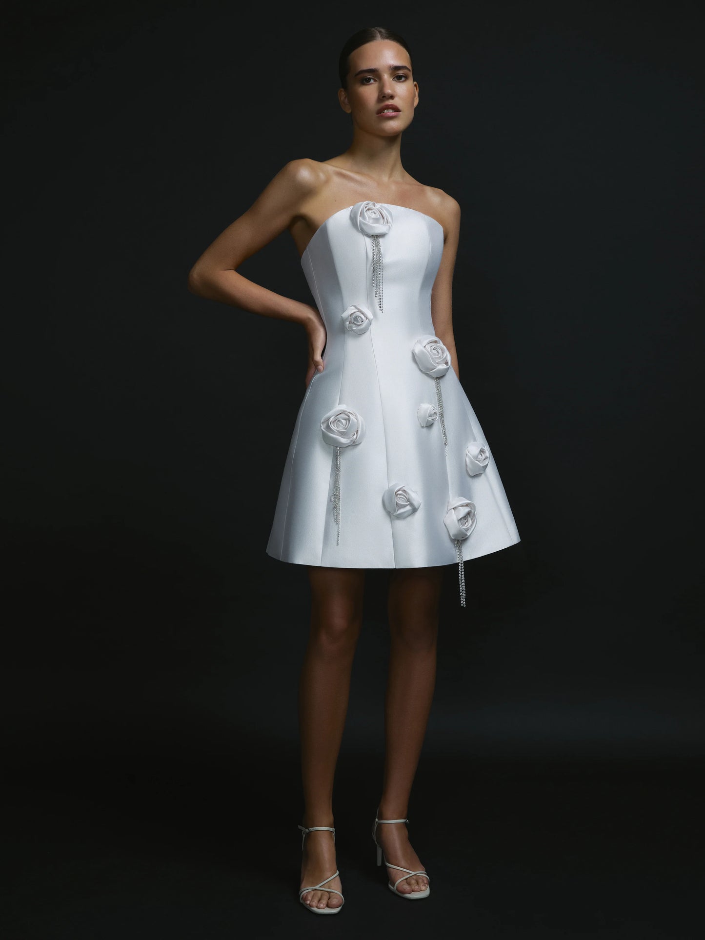 Appliquéd Strapless Mini Dress