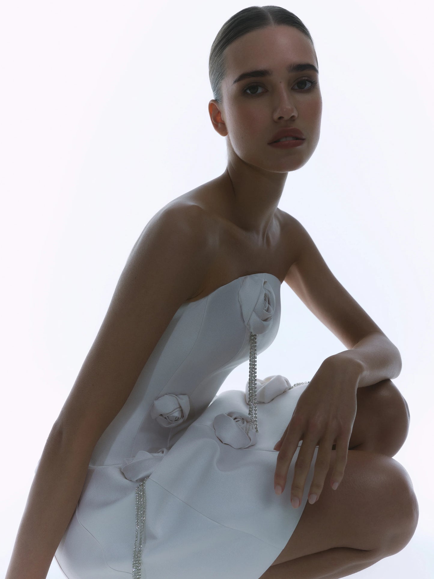 Appliquéd Strapless Mini Dress
