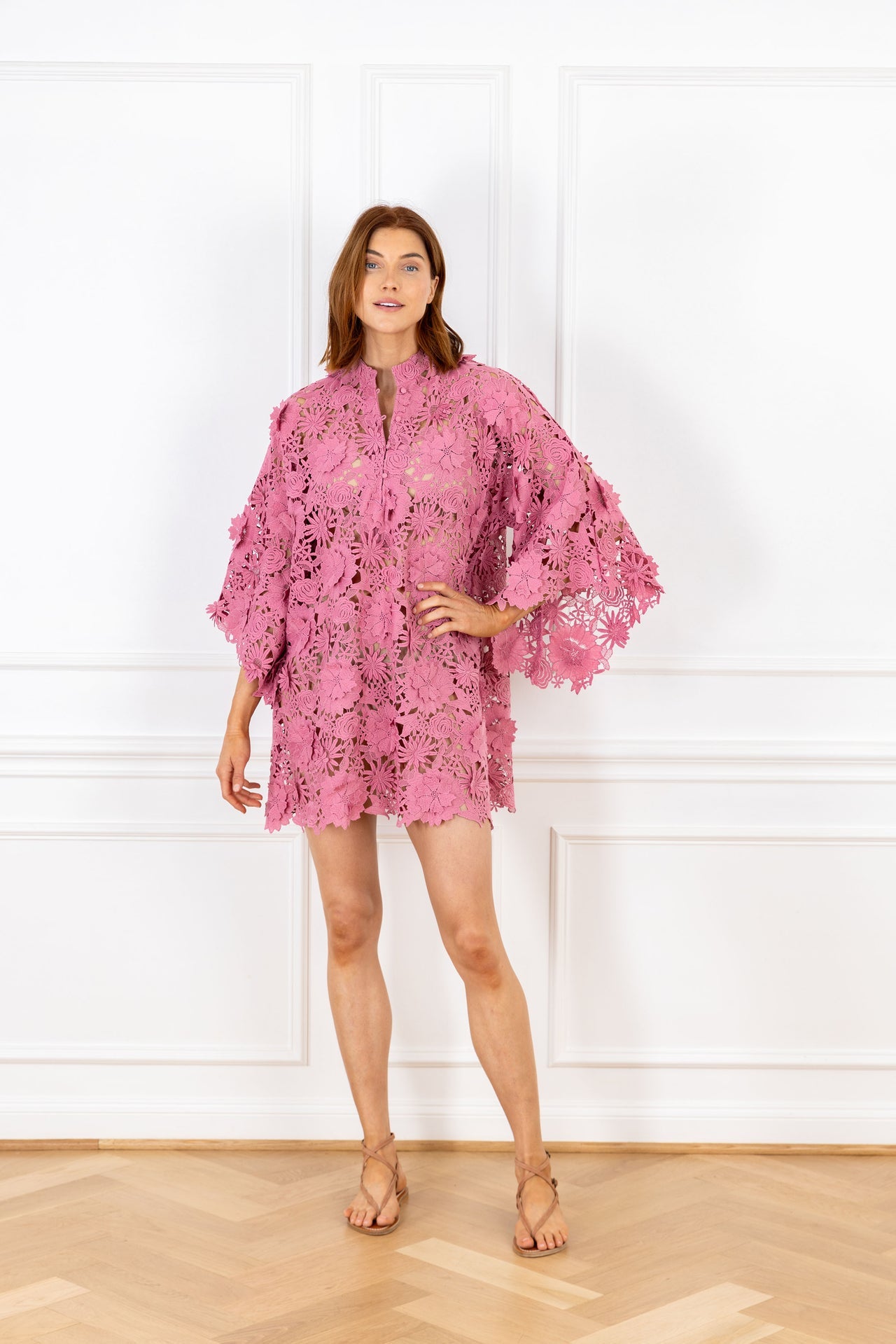 Blush 3D Lace Mini Caftan