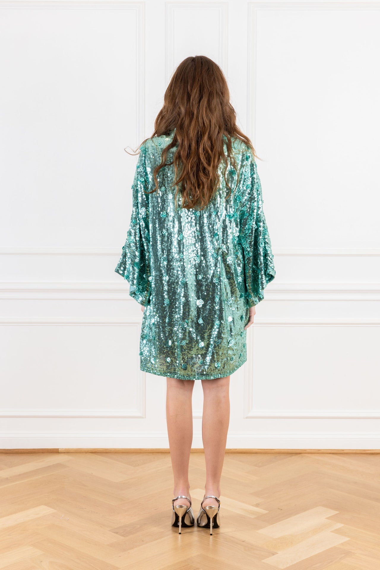 Aquamarine Sequin Pop Mini Caftan