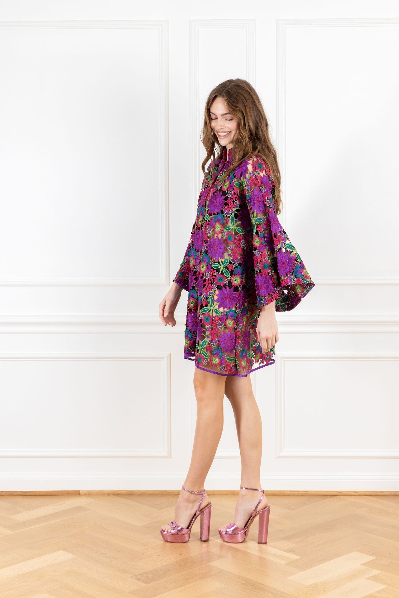 Berry Garden Lace Mini Caftan