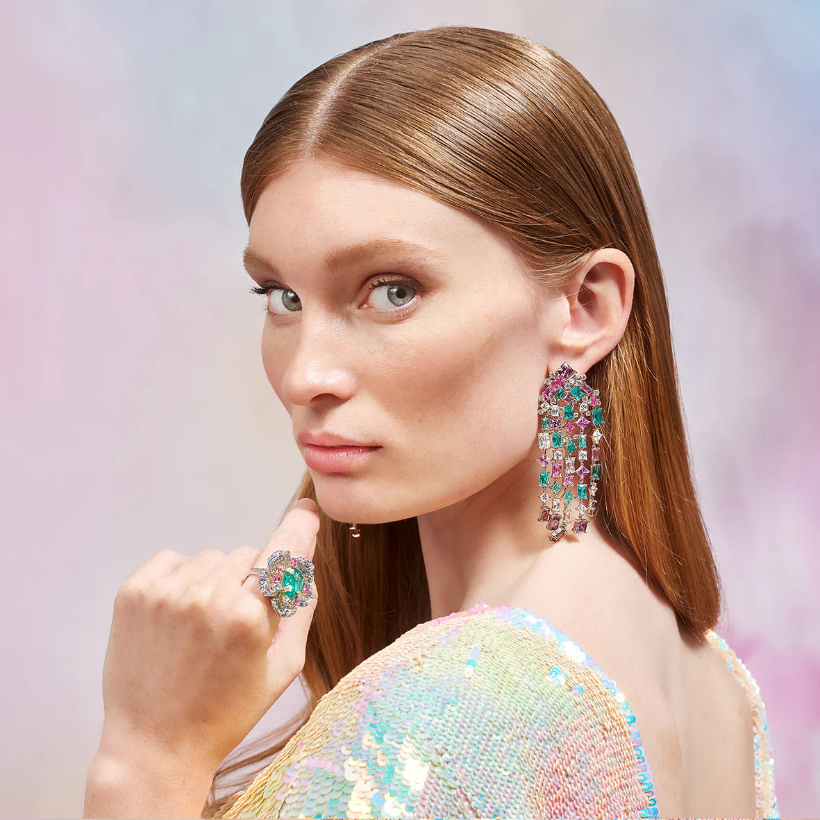Paraiba Pink Cascade Earrings
