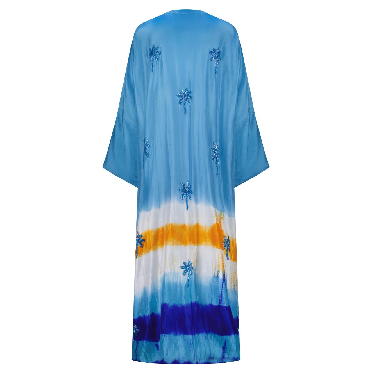 Blue and Orange Tie Dye Kimono