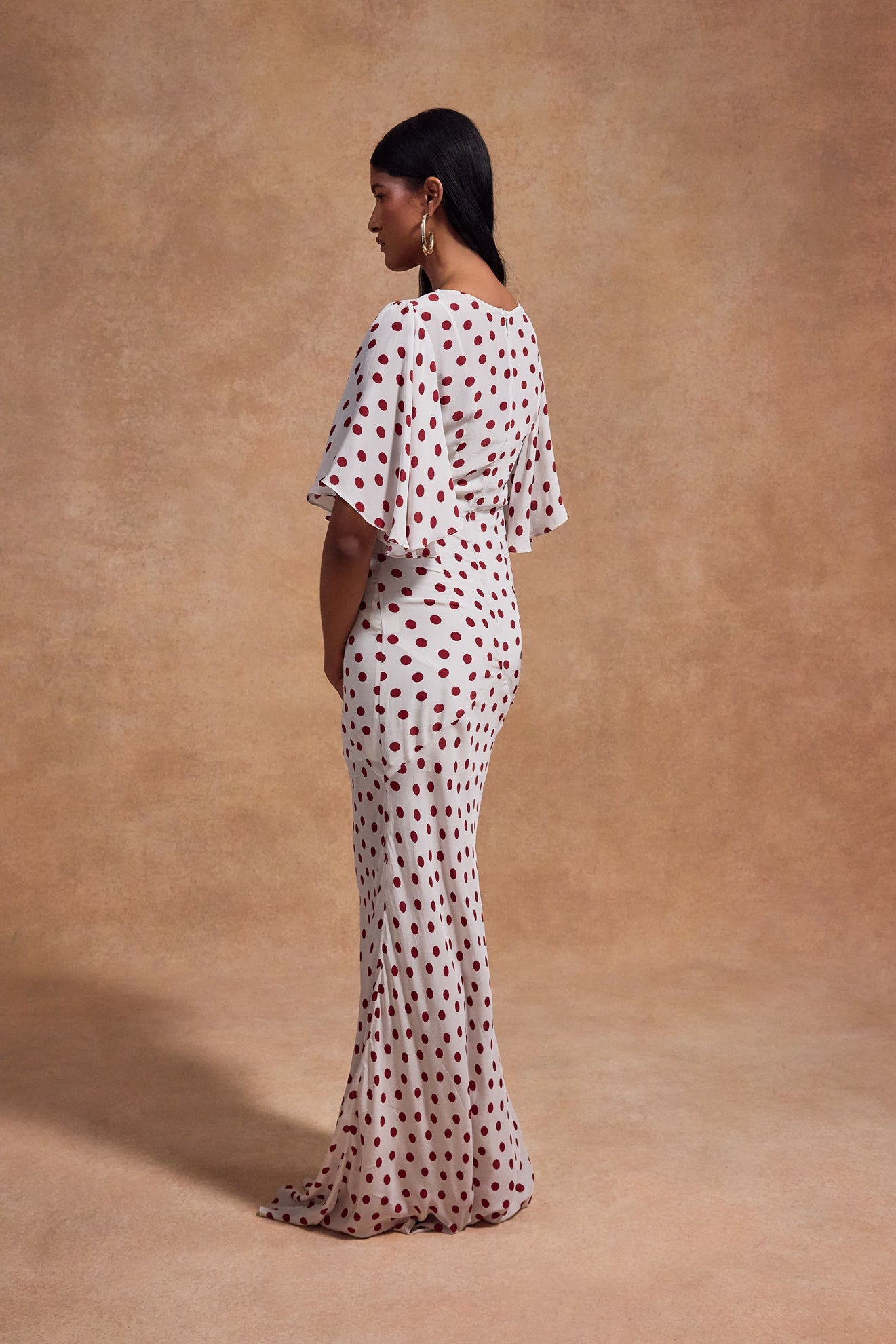Paloma Maxi Dress in Ivory Red Polka Dot