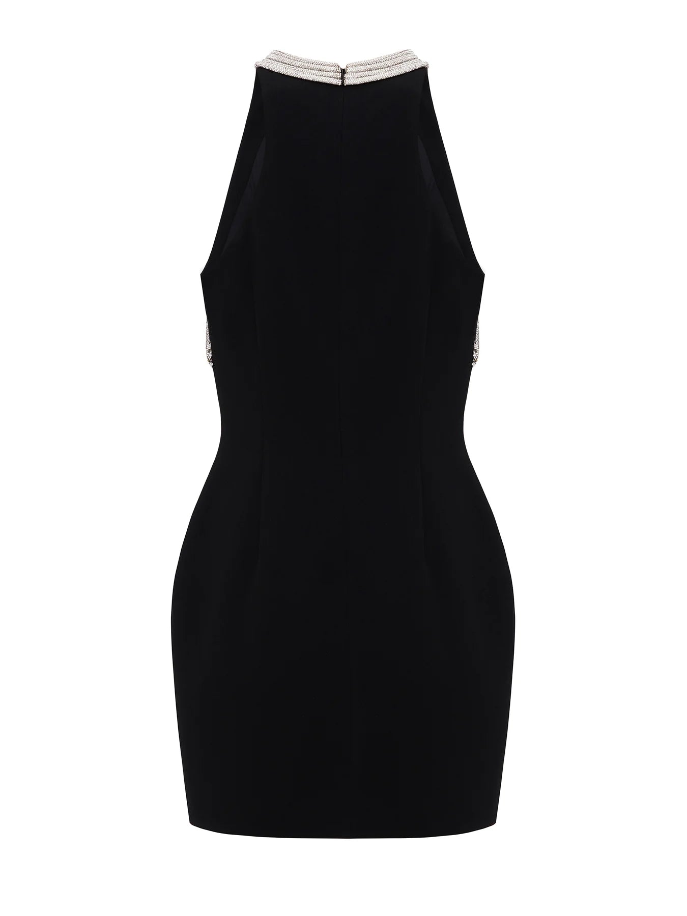 Embellished Halter Mini Dress in Black