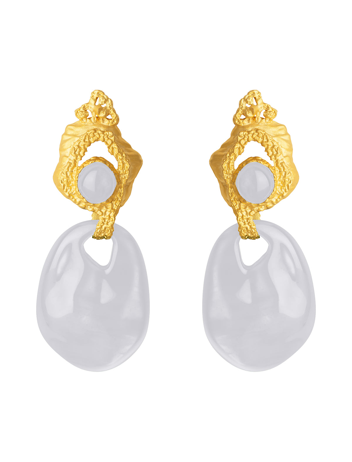 Interchangeable Gravel Earrings in White