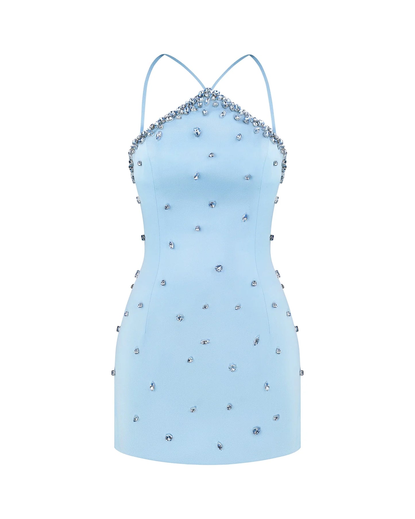 Halter Neck Embellished Mini Dress
