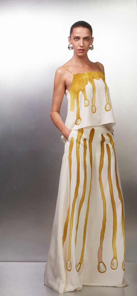 PANTALONA - IRIS GOLD WIDE-LEG PANTS - SIZE L