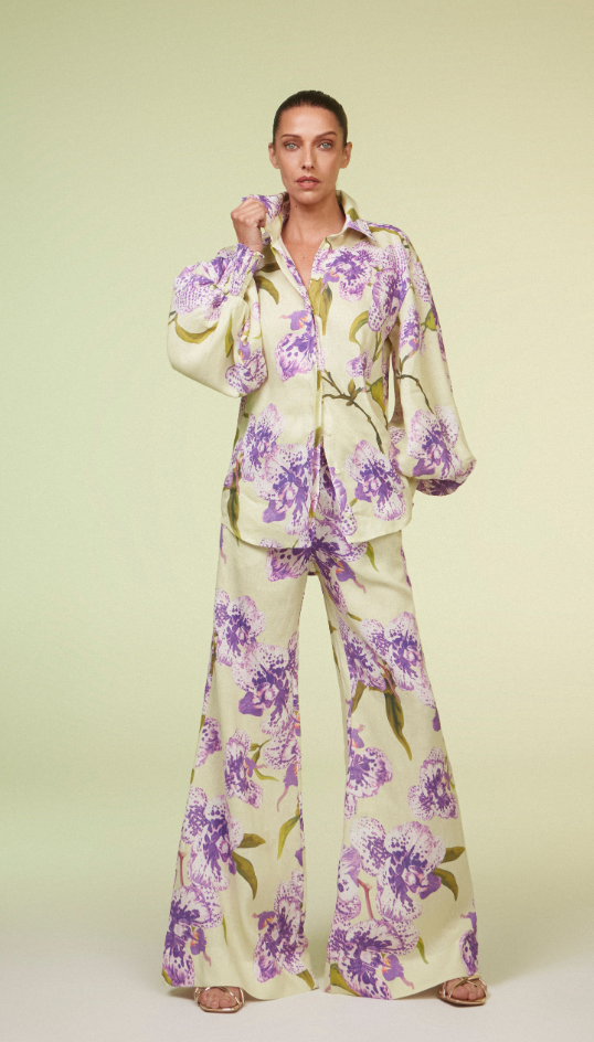 CALÇA PANTALONA LINHO - FLORAL CITRUS LINEN PANTALON PANTS
