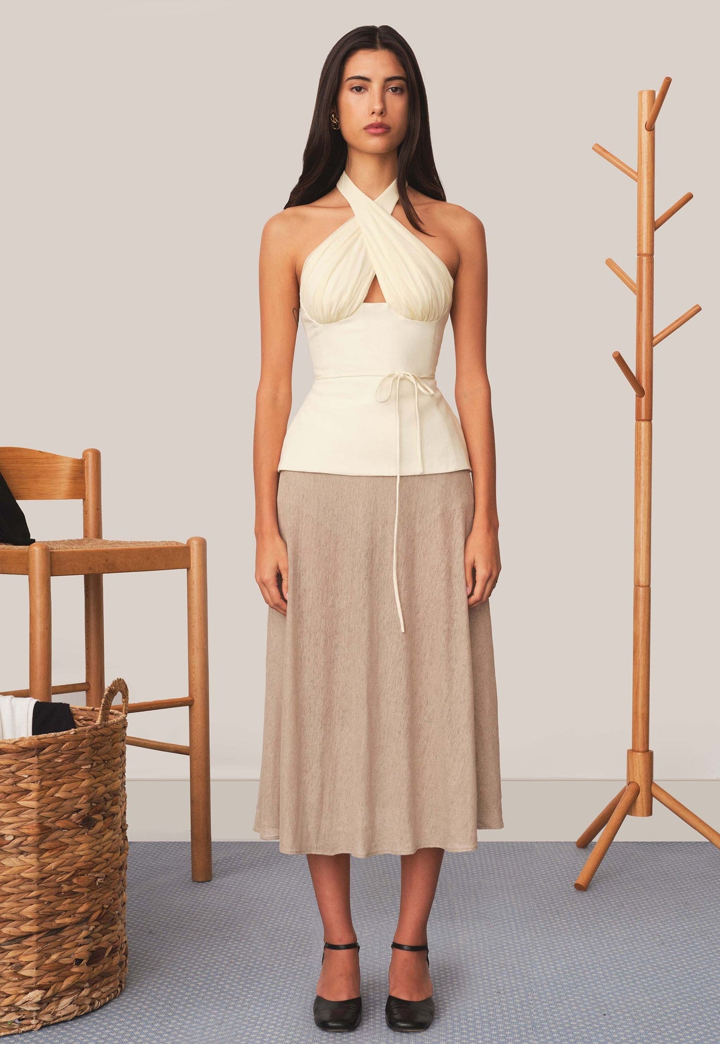 Sculpted Halter Top in Ivory