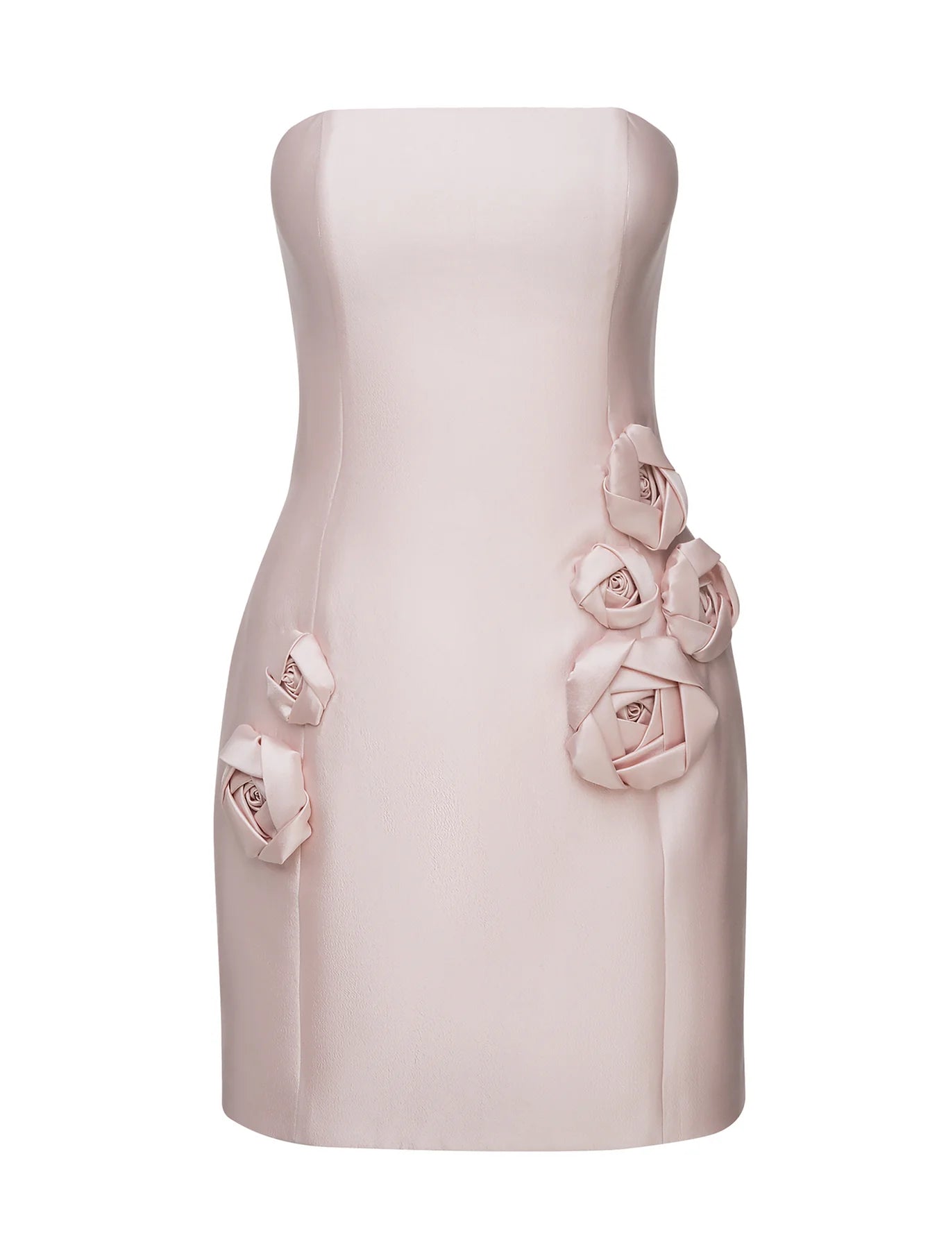 Strapless Mini Dress with Handcrafted 3D Floral Appliqué