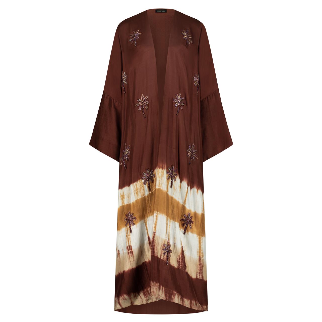 Dark Brown Sand Tie Dye Kaftan