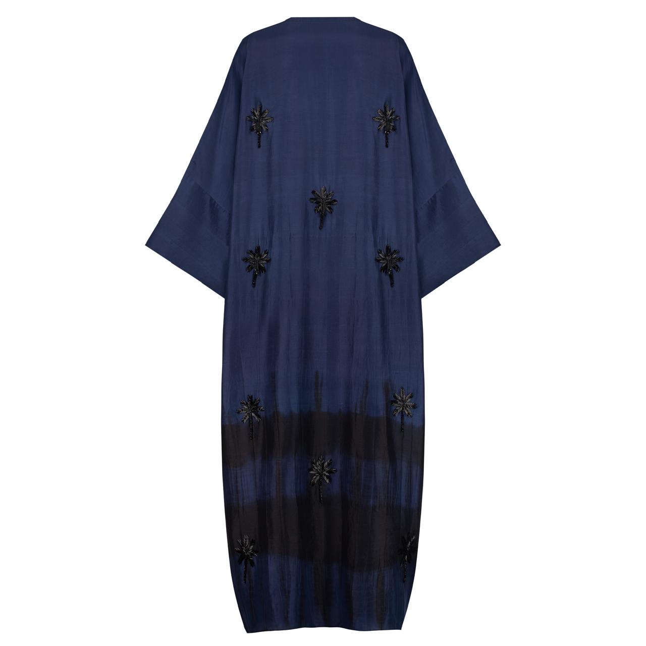 The Lydia Navy and Black Tie-Dye Kaftan