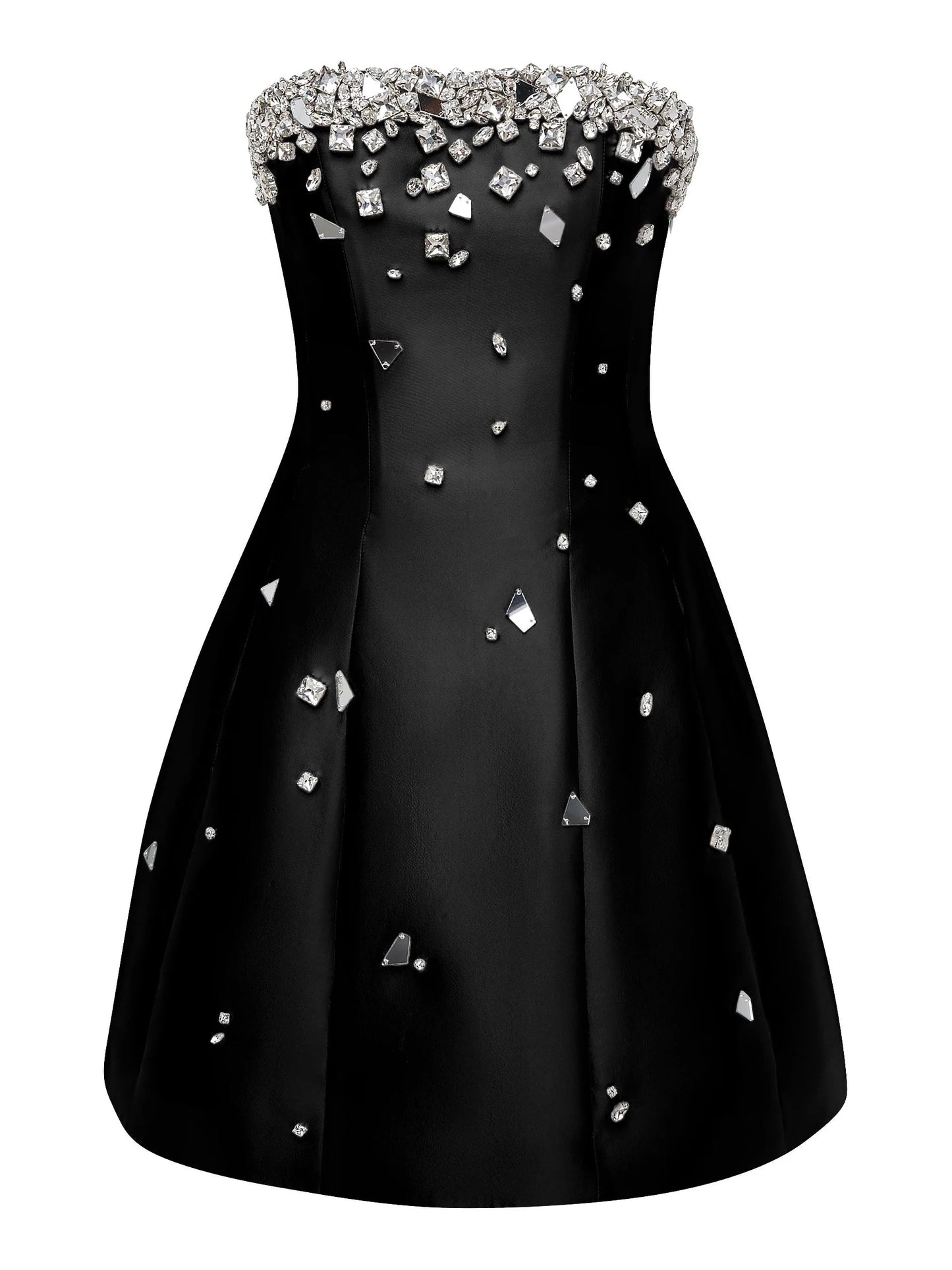 Crystal Embellished Strapless Mini Dress