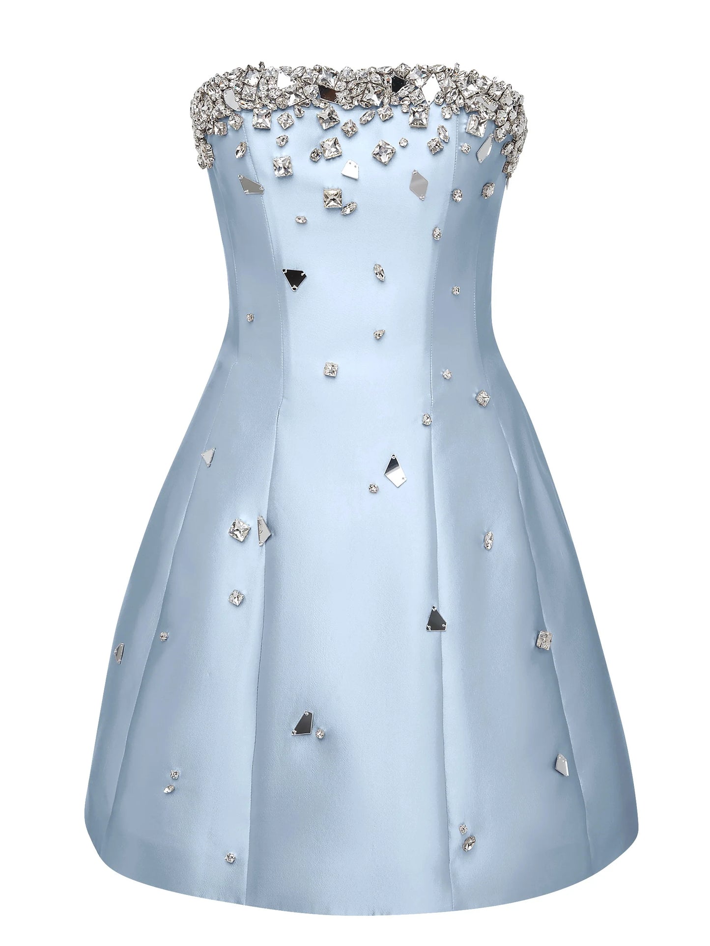 Crystal Embellished Strapless Mini Dress