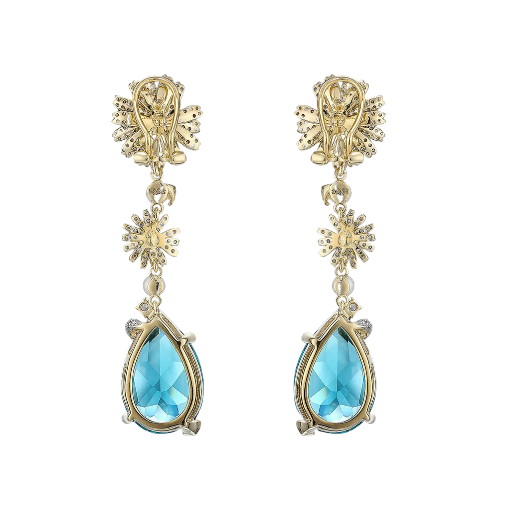 Aqua Daisy Drop Earrings
