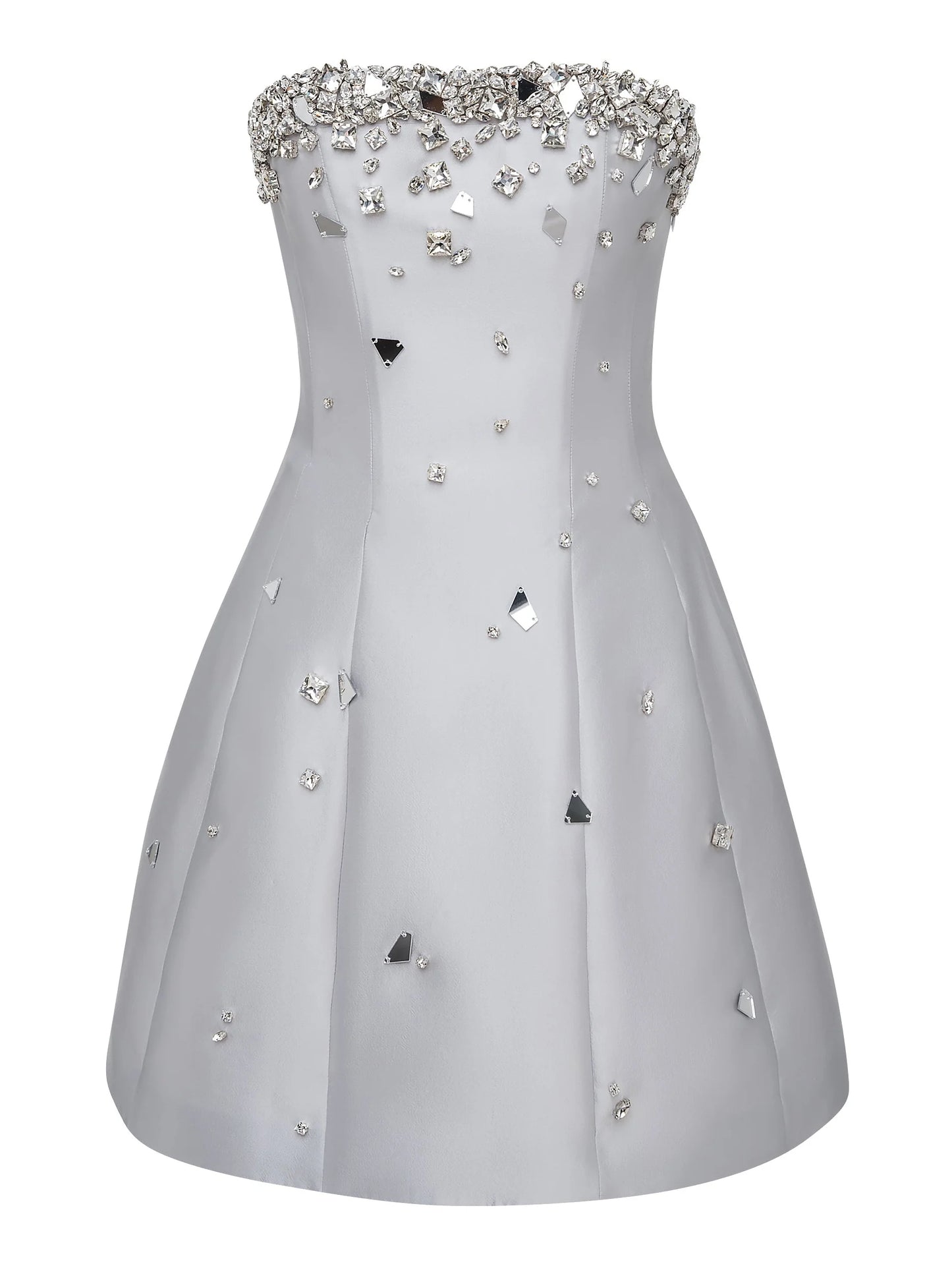 Crystal Embellished Strapless Mini Dress