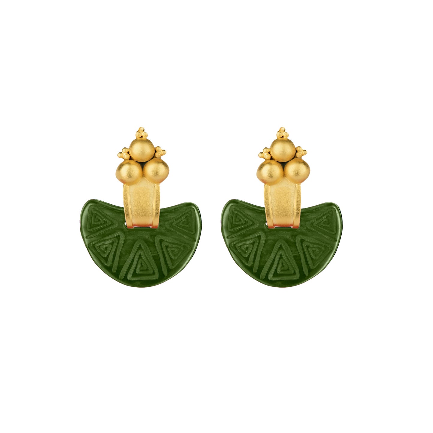 Nostra Luna Earrings in Green and Gold