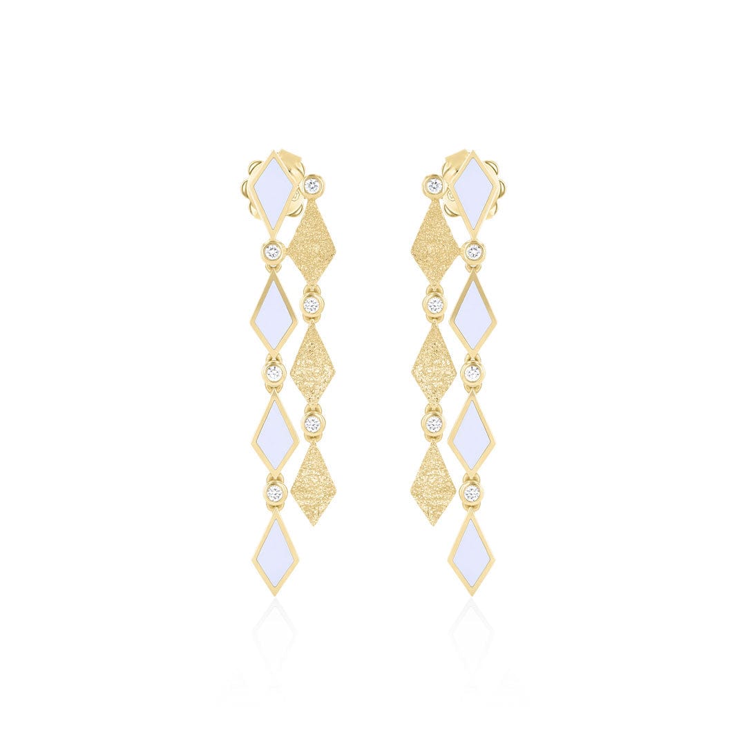 MOSAIC GOLD LONG EARRINGS IN SANDBLAST