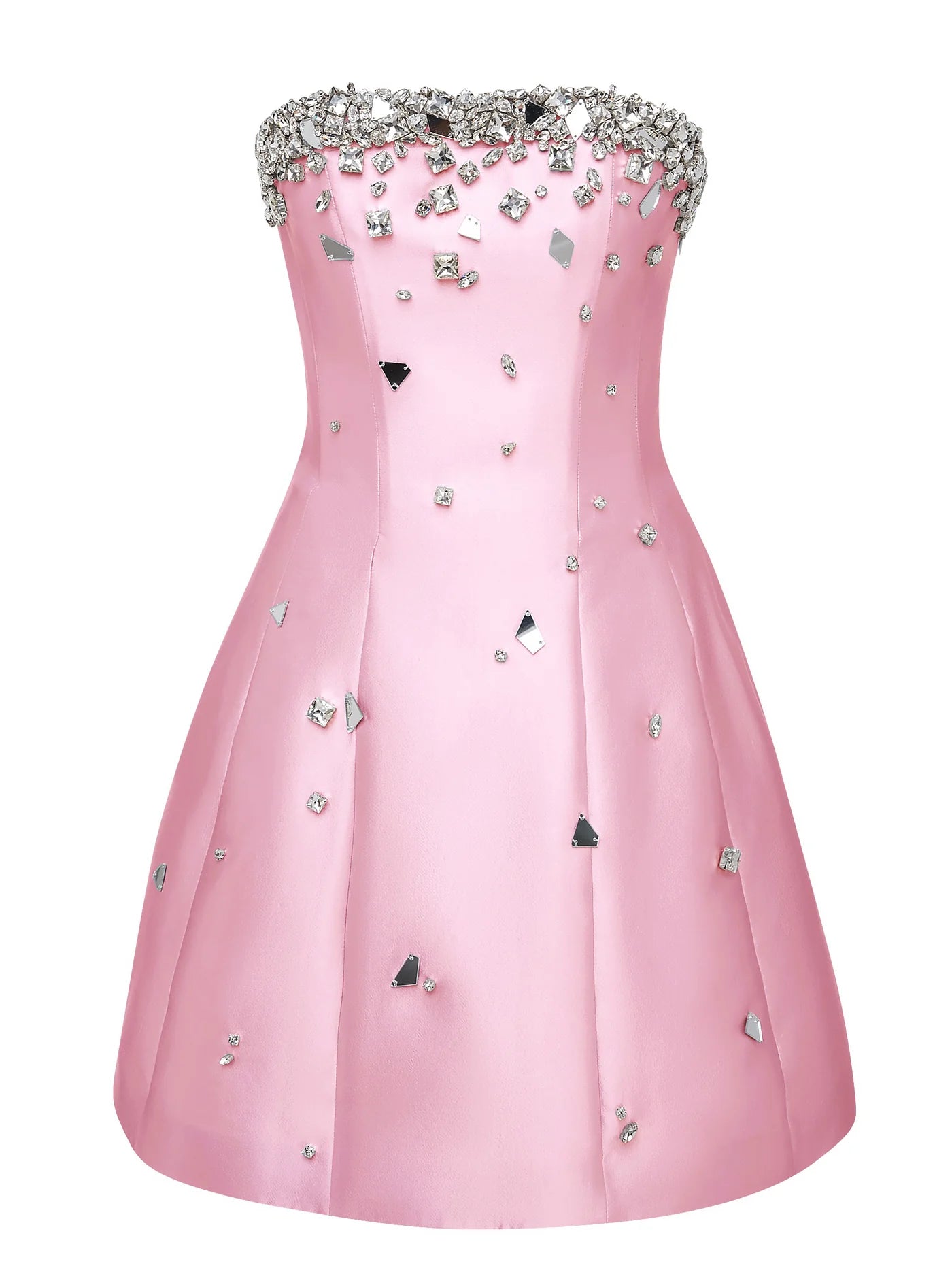 Crystal Embellished Strapless Mini Dress