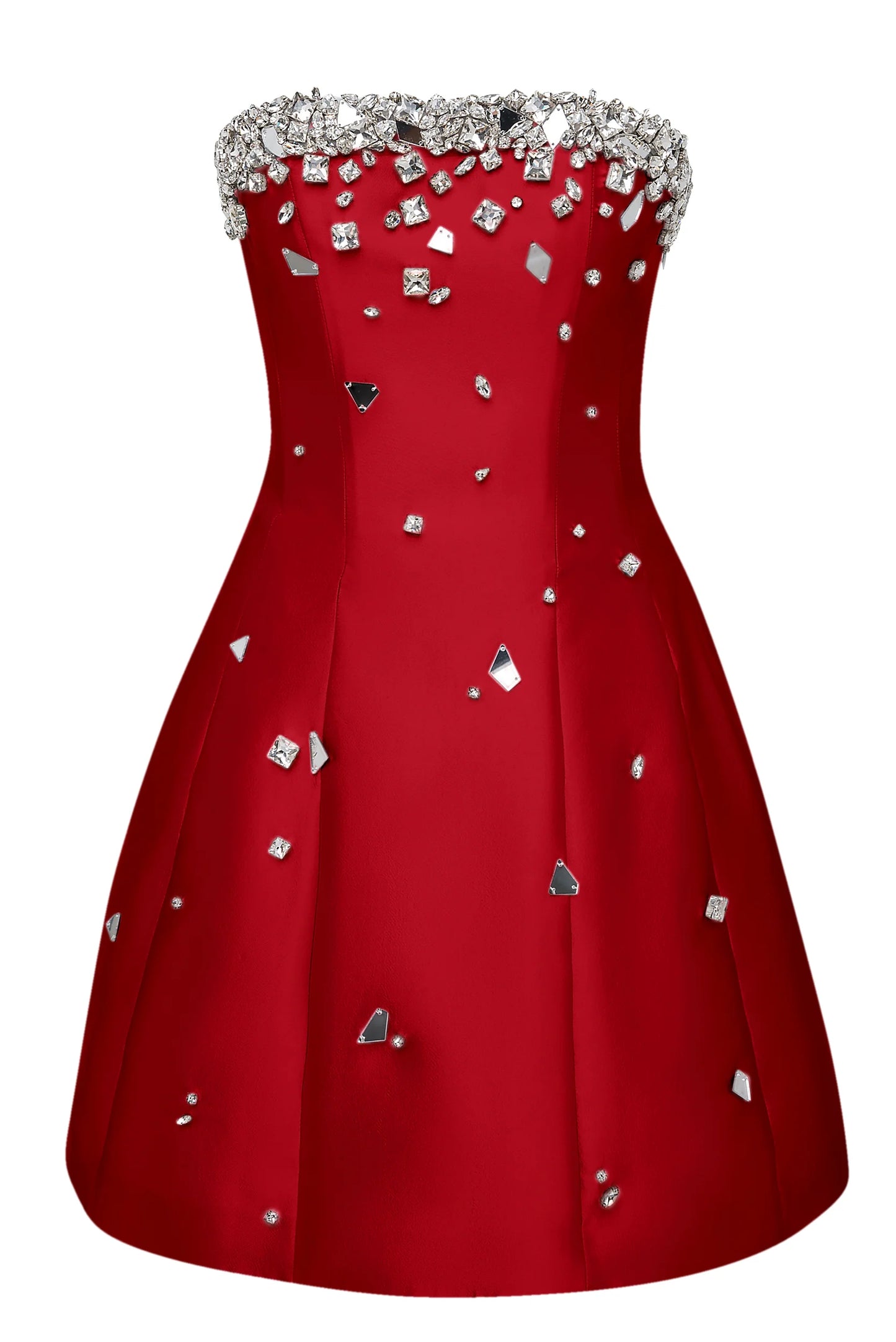 Crystal Embellished Strapless Mini Dress
