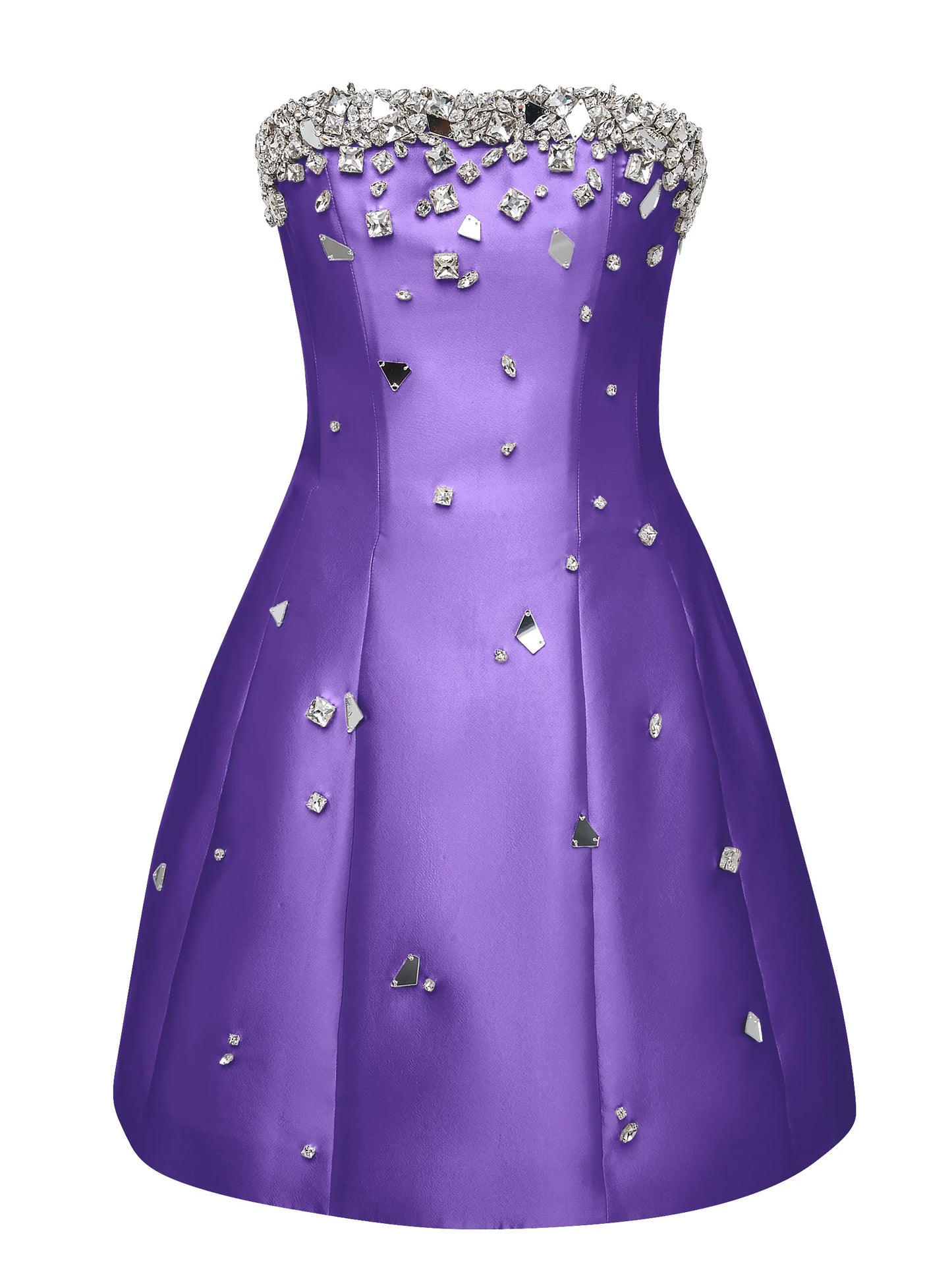 Crystal Embellished Strapless Mini Dress