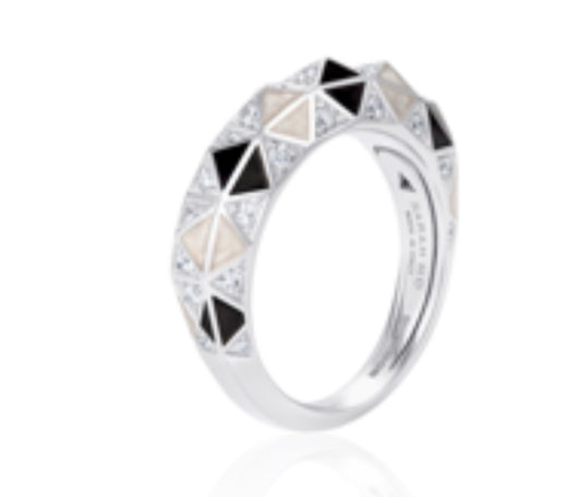 Candy Rock Enamel Ring - Black & White