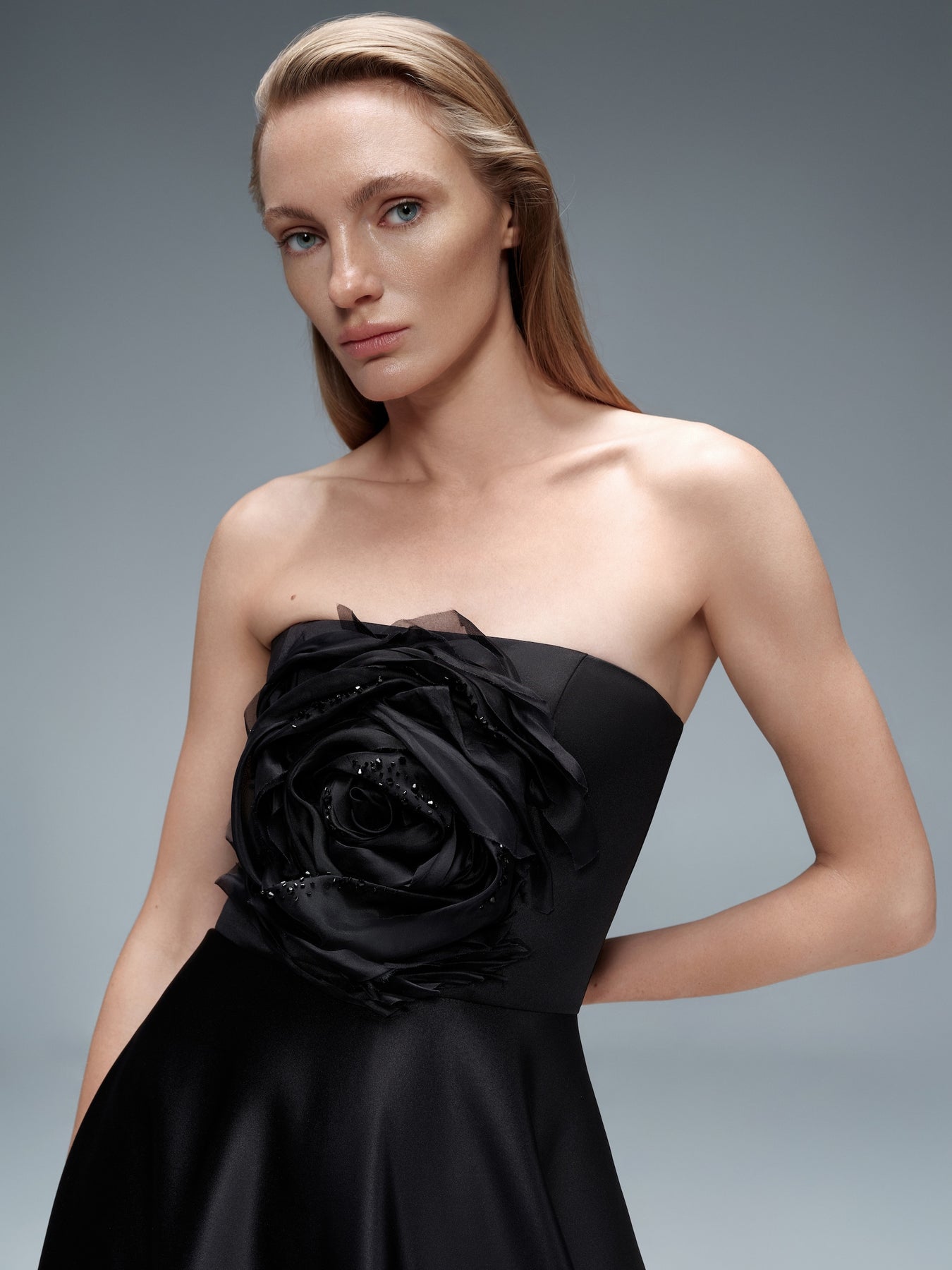 A-Line Rose Embellished Gown