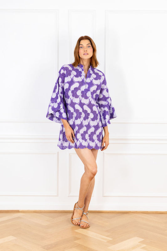 Petunia Floral Net Mini Caftan