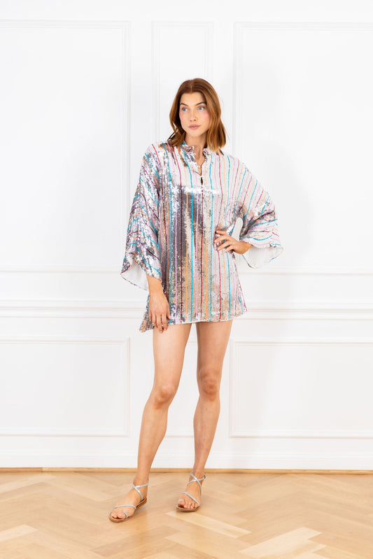 Confetti Stripe Sequin Mini Caftan