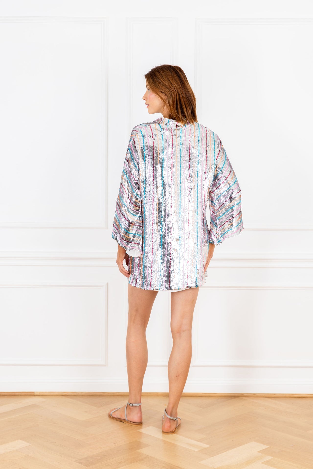 Confetti Stripe Sequin Mini Caftan