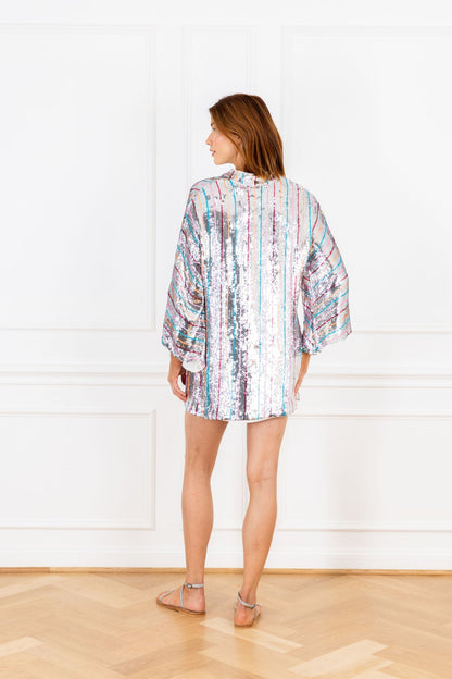 Confetti Stripe Sequin Mini Caftan