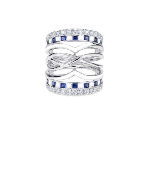 Suki Blue and White Enamel Ring