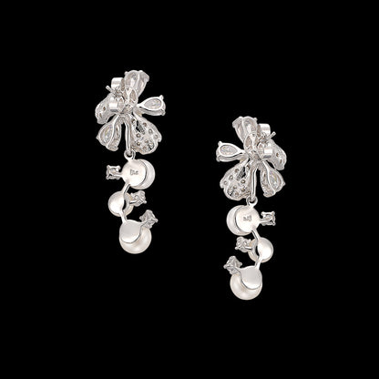 Pearl Snow Rose Earrings