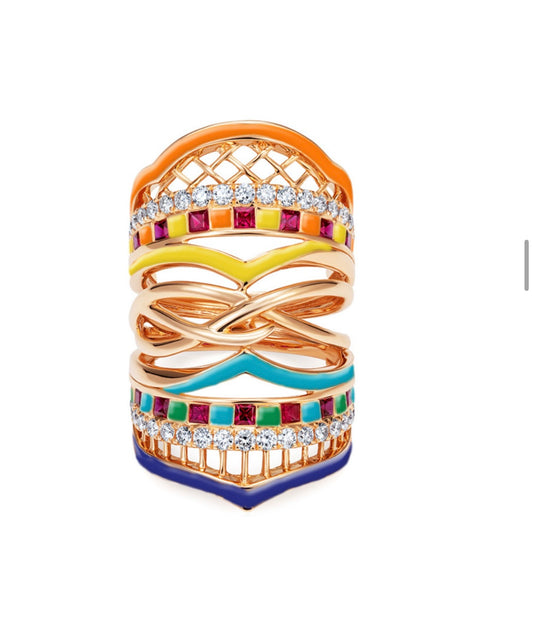 Suki Rainbow Monogram Ring