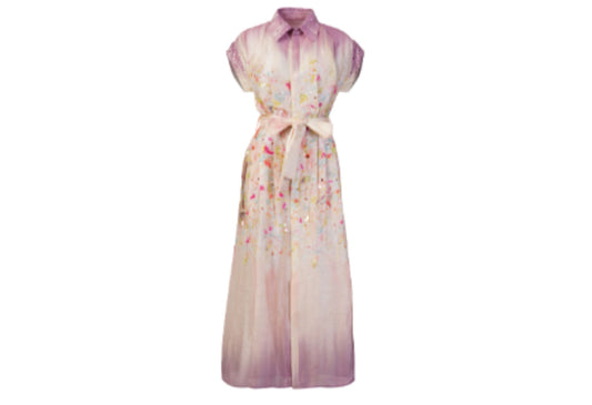 Blue Bloom Shirt Dress - Short Sleeve