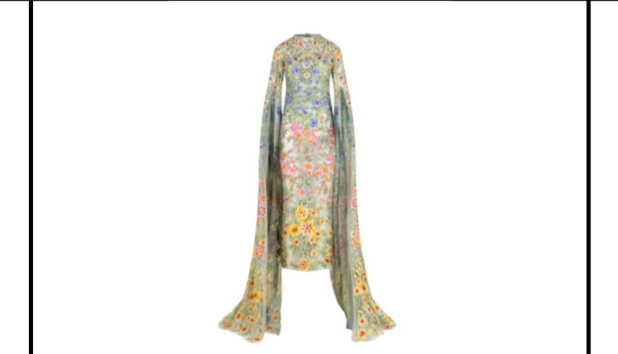 Amor Corallina Embellished Long Sleeve Gown
