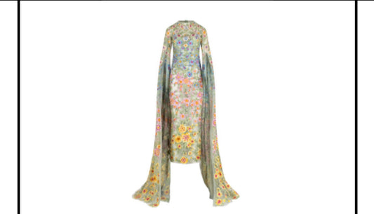 Amor Corallina Embellished Long Sleeve Gown